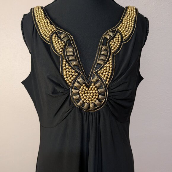 Ronni Nicole by Ouida Black Evening Sleeveless Beaded Dress Size Large - Picture 3 of 9
